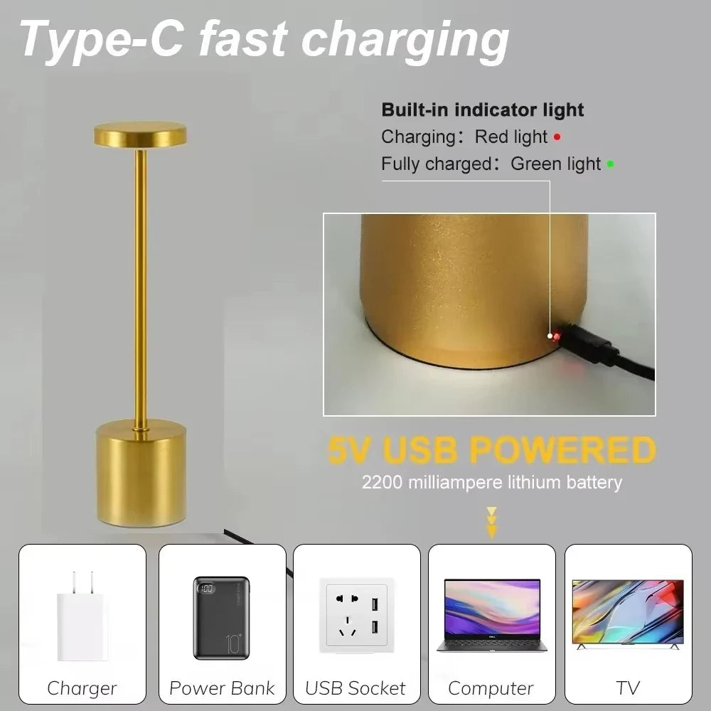 Simple Touch Sensor LED Table Lamp – Rechargeable & Elegant
