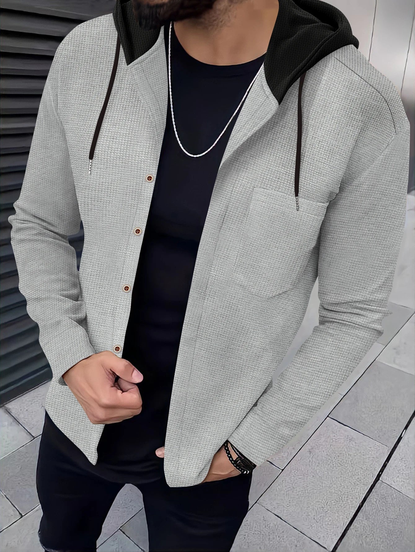 WaffleEdge™ Men’s Hooded Cardigan Coat