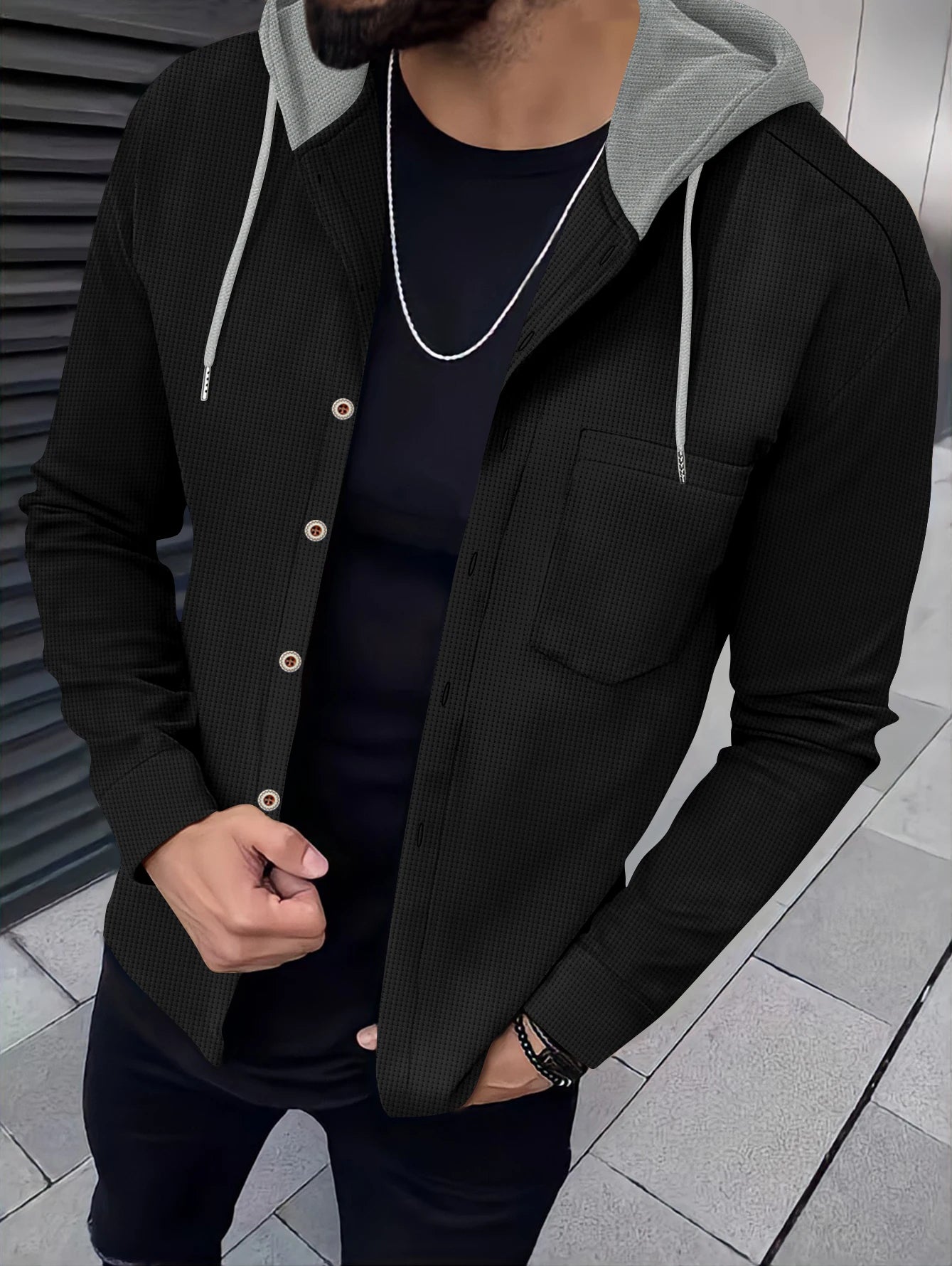 WaffleEdge™ Men’s Hooded Cardigan Coat