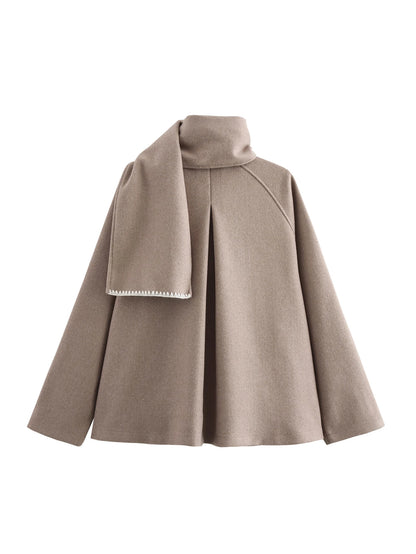 AmberTide™ Oversized Wool Jacket with Scarf