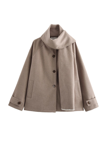 AmberTide™ Oversized Wool Jacket with Scarf