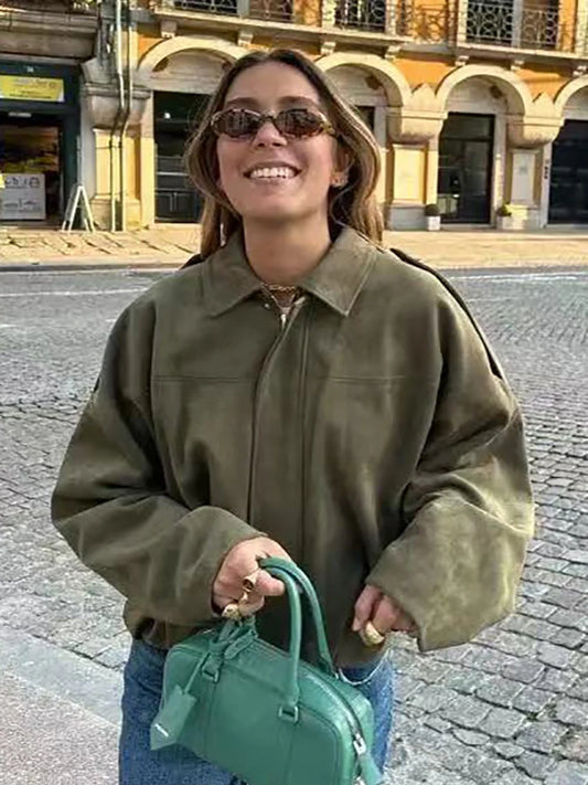 EmeraldSoirée™ Vintage Bomber Jacket