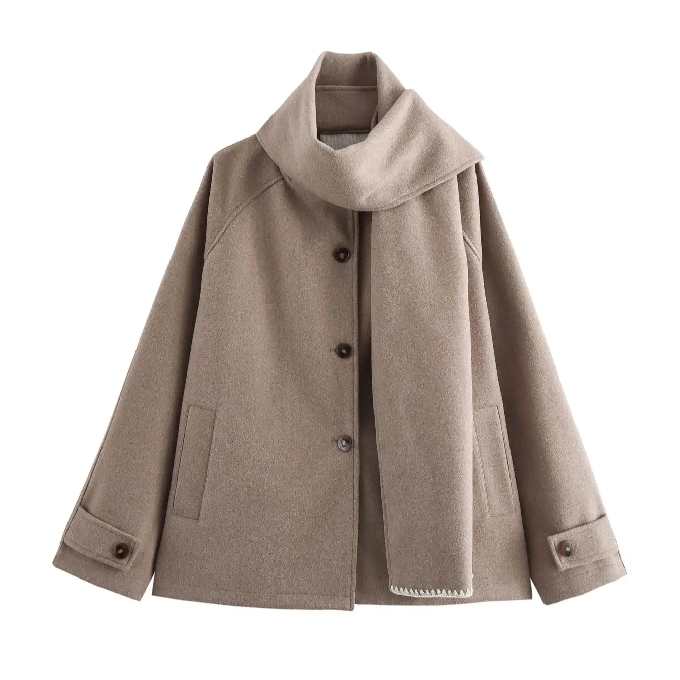 AmberTide™ Oversized Wool Jacket with Scarf