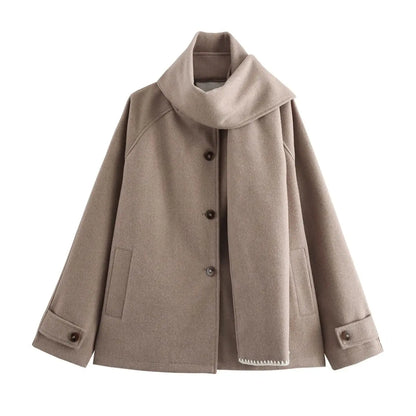AmberTide™ Oversized Wool Jacket with Scarf